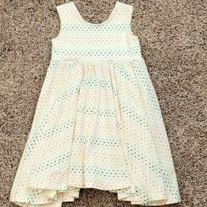 Charming Mary, size 6, cream with rainbow hearts dress
